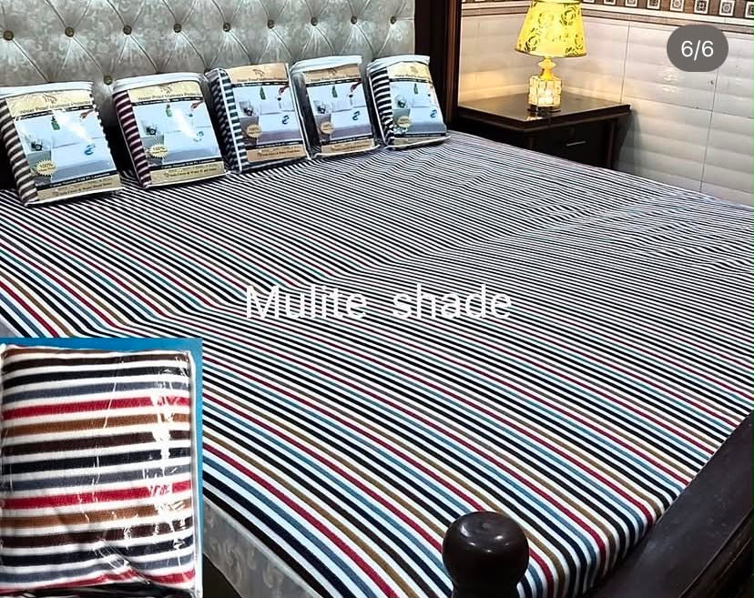 Fitted Mattress protected sheet white multi lining